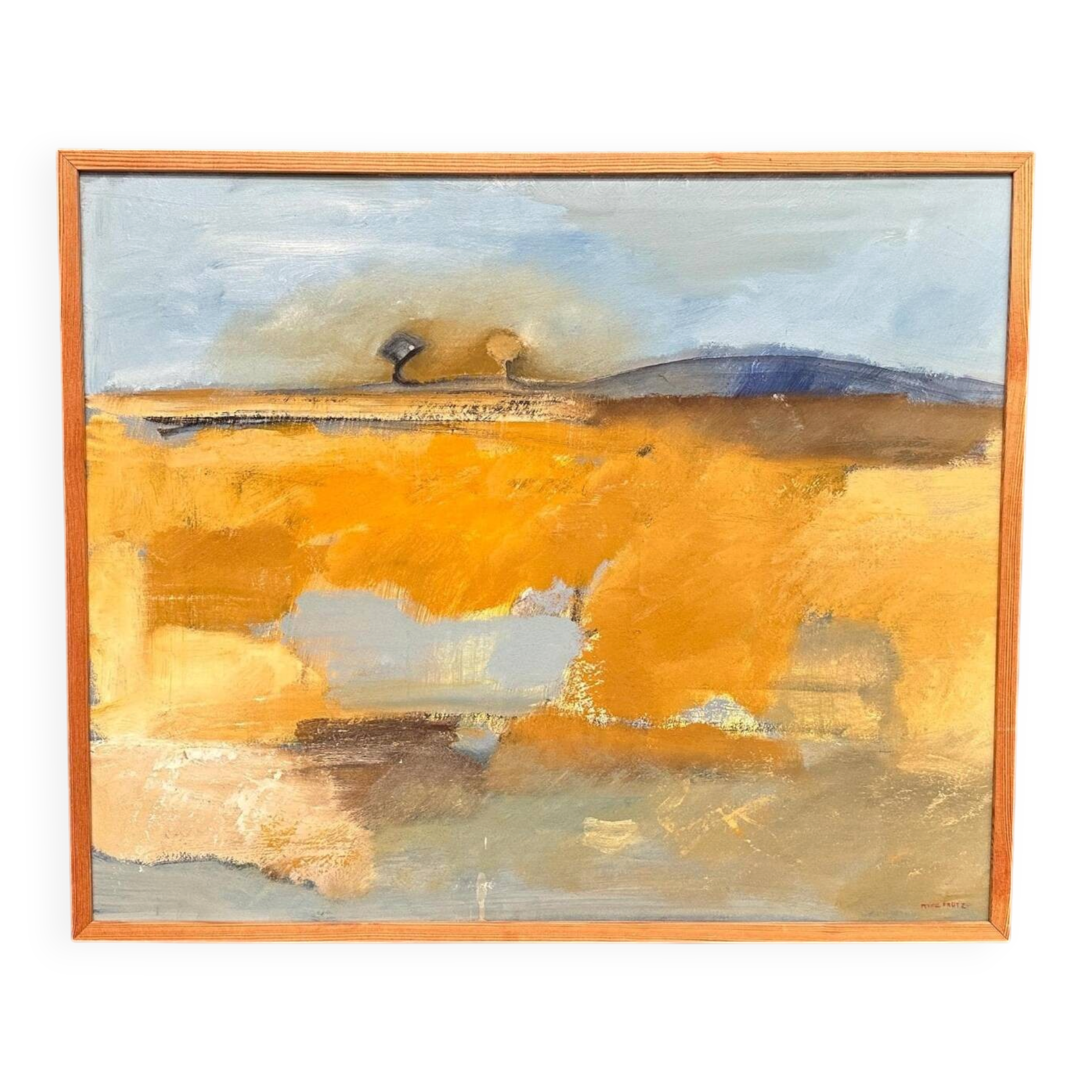Huile su panneau suédoise – “Landskapskomposition” par Peter Prütz – Vintage