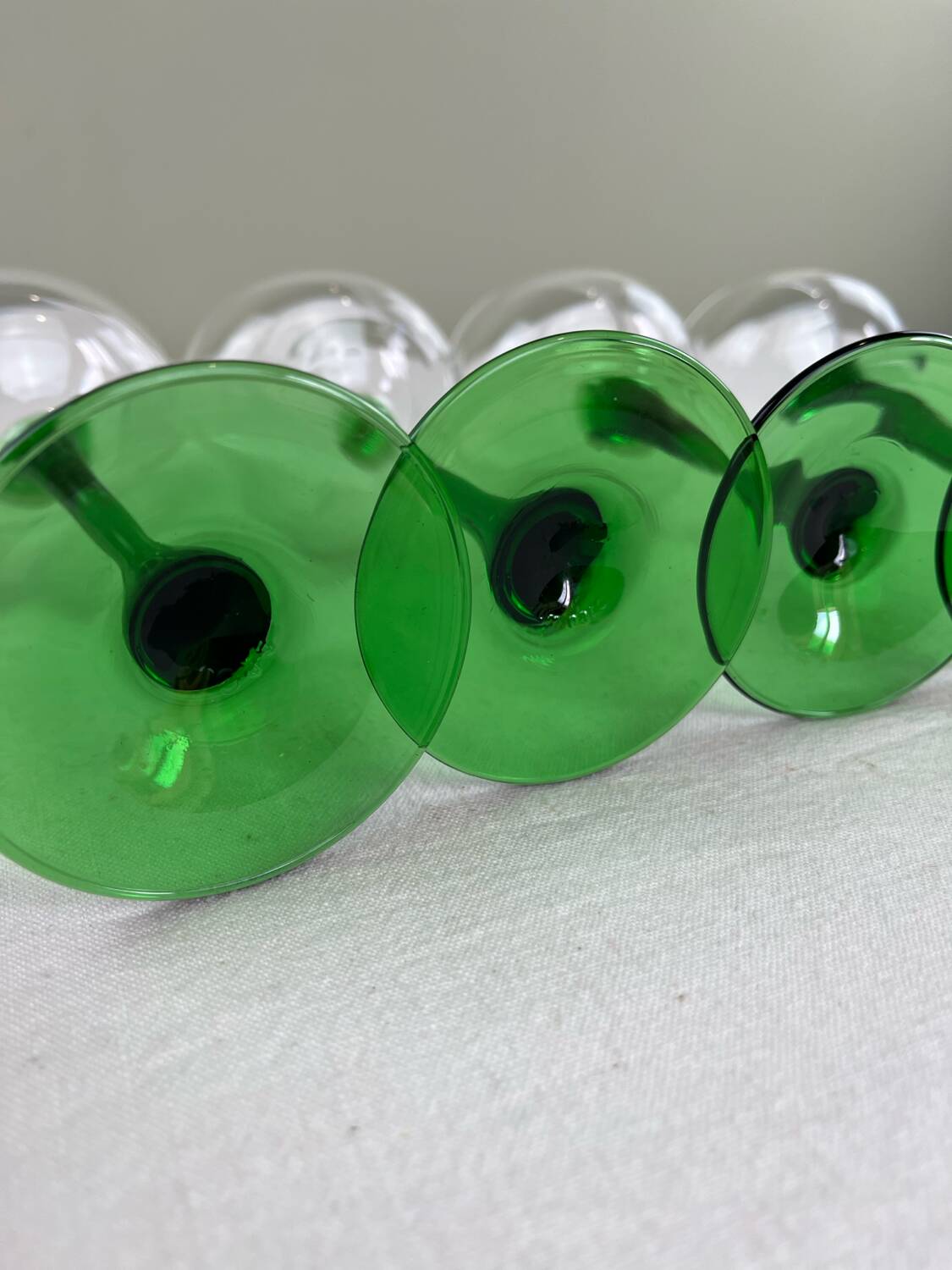Green stemmed glasses