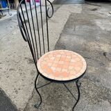 Set of 4 terracotta ceramic mosaic chairs