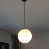 Suspension globe boule opaline blanche 1940