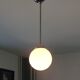Aluminium and globe ball opaline white hanging lamp1940