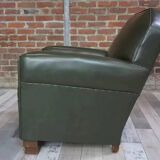 Art Deco club armchair in skai and wood