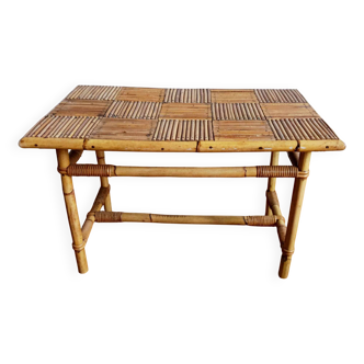 Audoux Minnet style split bamboo coffee table 1960