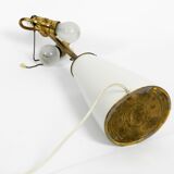 Large elegant 1960s KPM table lamp in porcelain and pleated silk lampshade