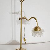Tulip lamp in glass and bronze, adjustable, art deco 1920