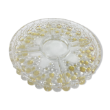 Thick glass plate compartmentalized decorating yellow bubbles