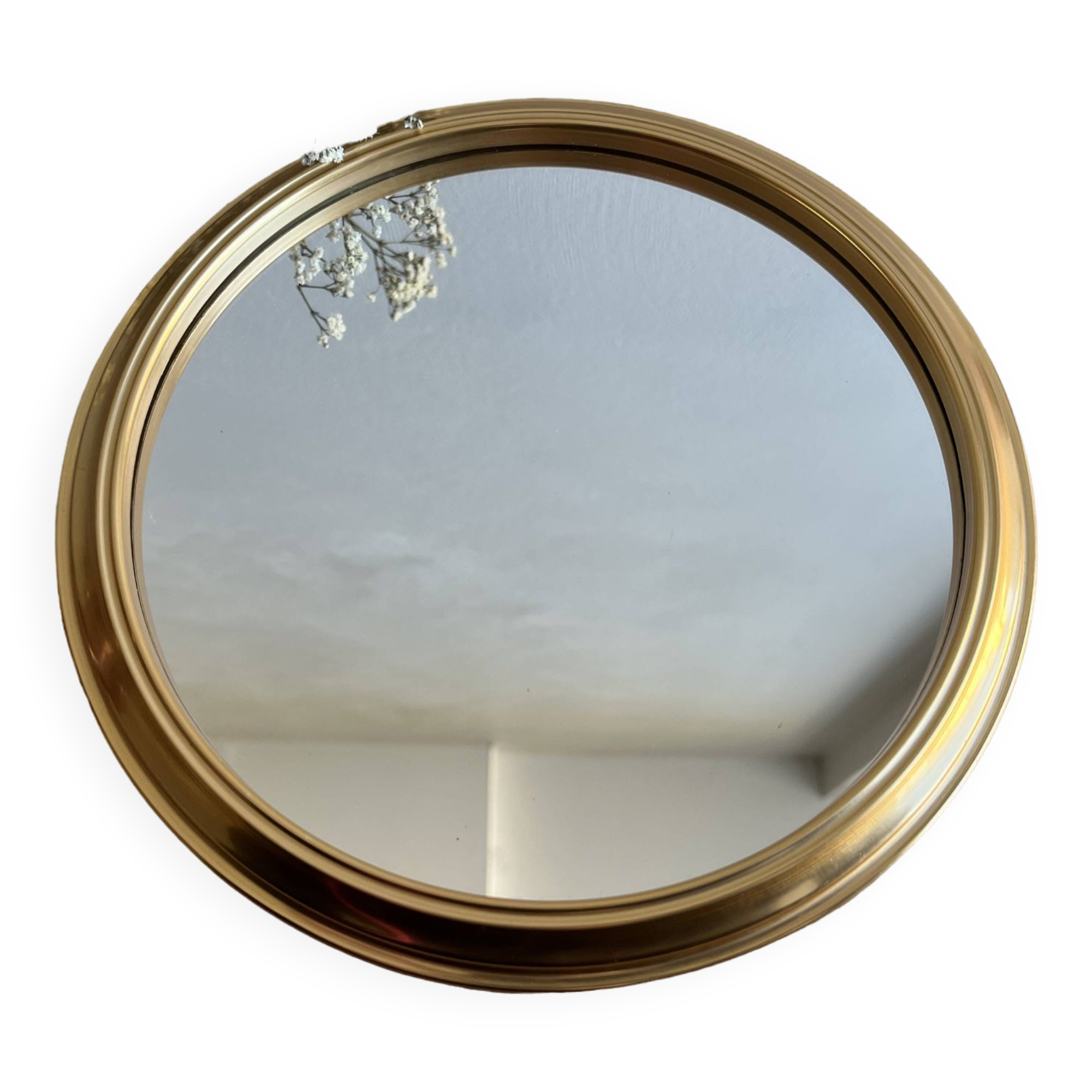 Miroir rond doré vintage