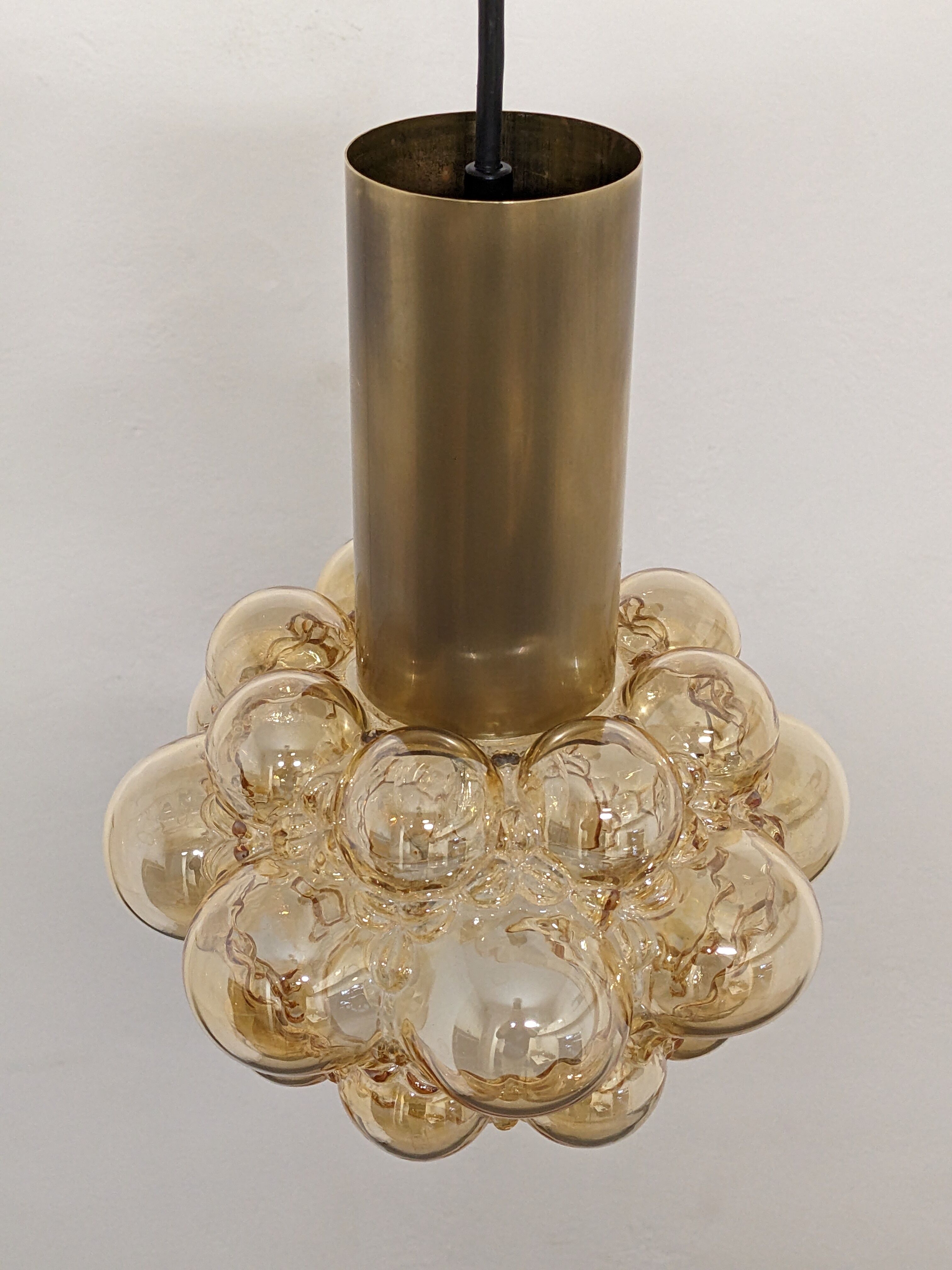 Amber bubble pendant lamp by Helena Tynell for Limburg 60s/70s