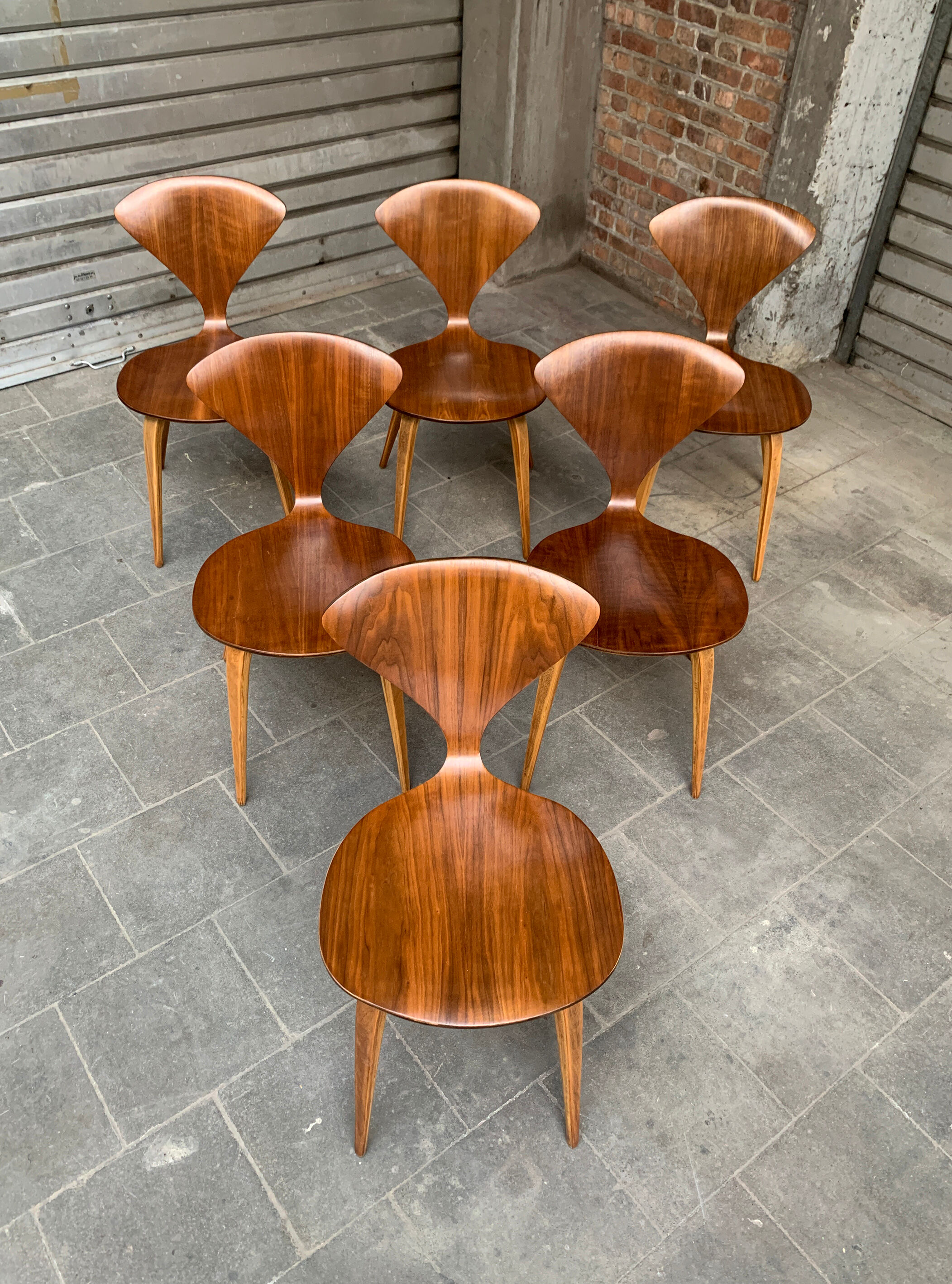 Series of 6 Norman Cherner chairs for Plycraft USA in teak, 1960s