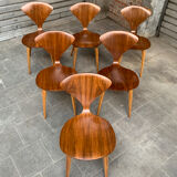 Series of 6 Norman Cherner chairs for Plycraft USA in teak, 1960s