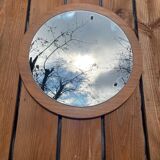 vintage teak wood wall mirror