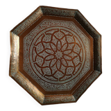 Old oriental tray in chiseled copper