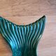 Ceramic serving flat plate in the shape of green fish
