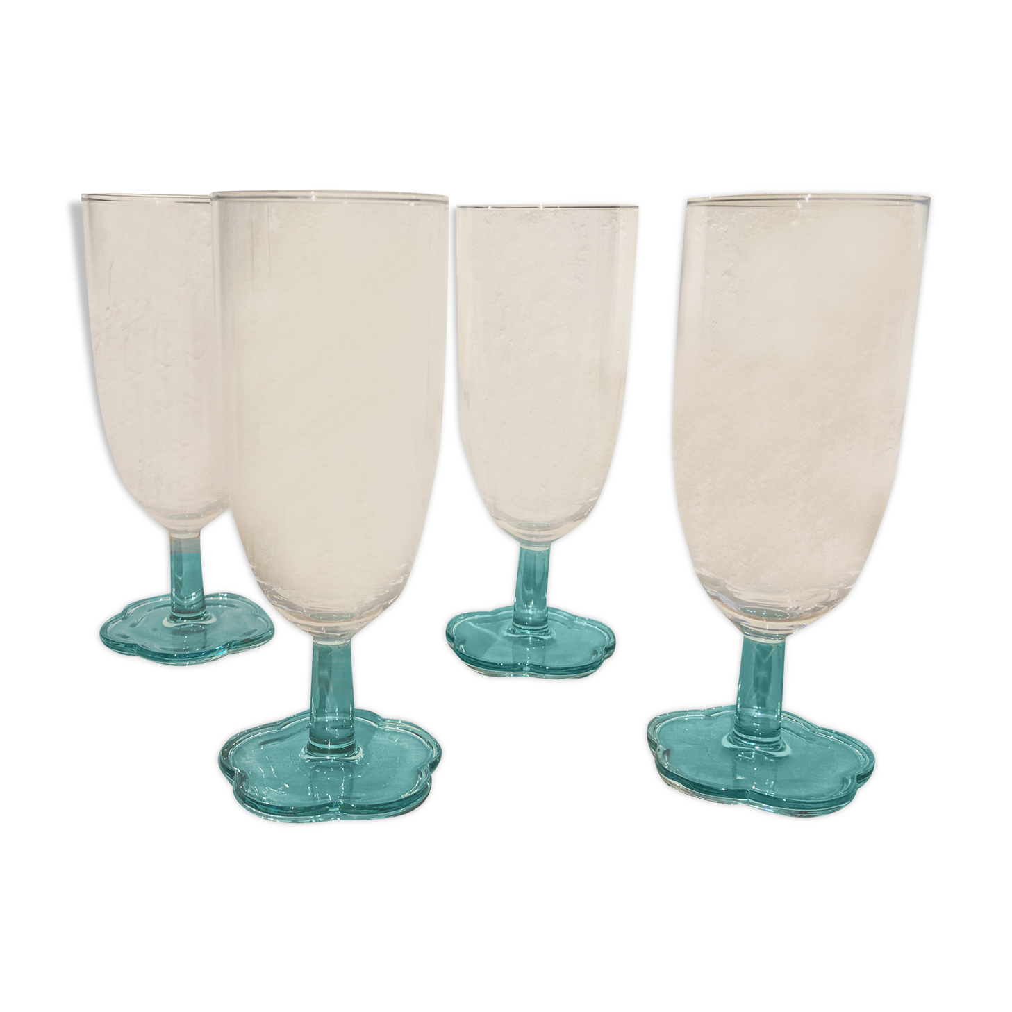 Turquoise blue flower walking glasses