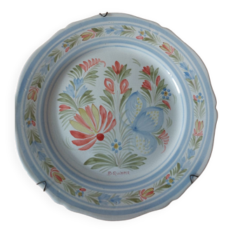 Plate HB Quimper flower decoration reissue museum