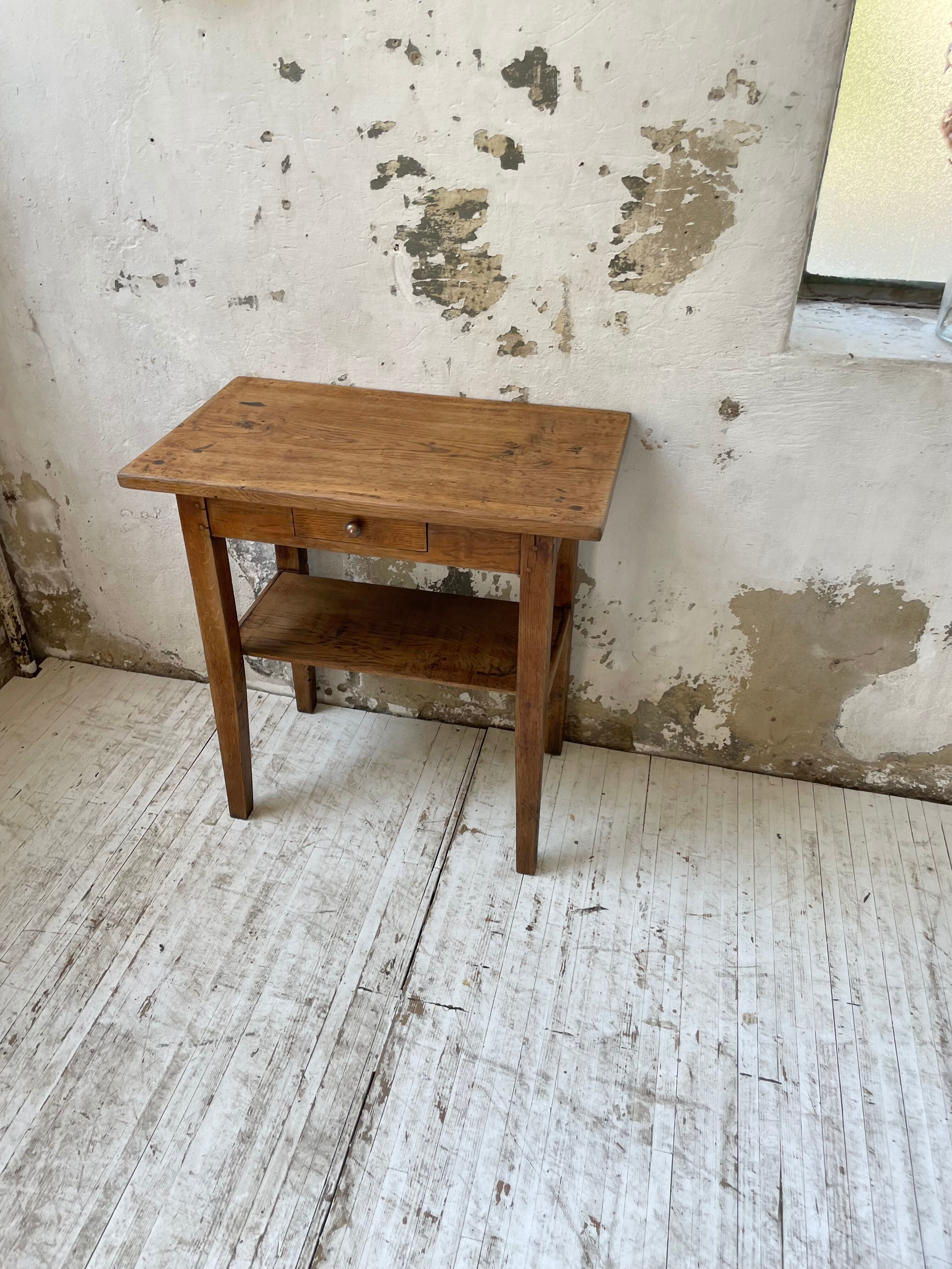 Oak console side table
