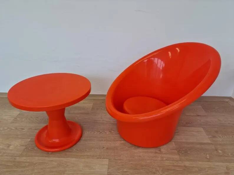 Skopa Lounge Chair and Table, Ole Gjerløv Knudsen & Torben Lind, Ikea, 1970s