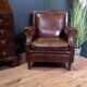 Club armchair in sheepskin in Art Deco style