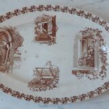 Plat oval terre de fer  "berenger" 19 ème