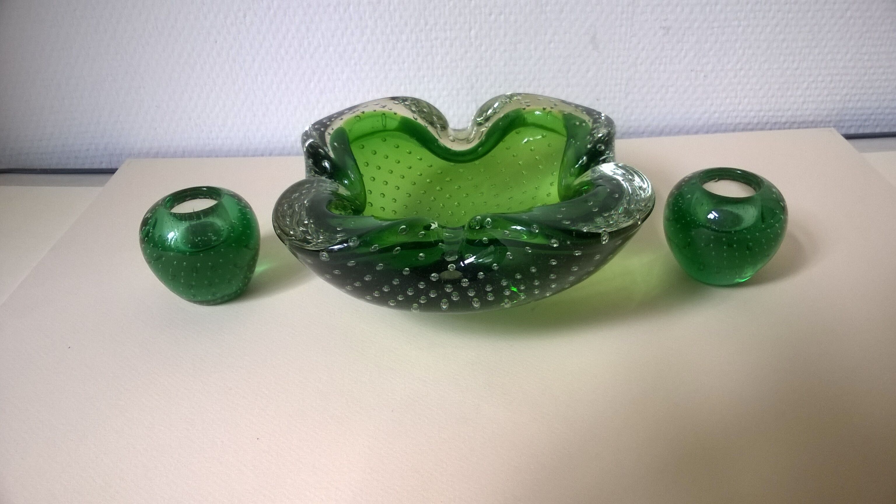 Sommerso Murano v.1960 bubbled glass ashtray