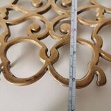 Trivet, tray with openwork brass handles, apple patterns, 70s