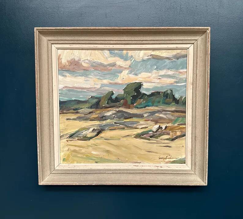 Original Swedish Oil on Canvas – “Mountains Landscape” by Georg Andersson – Signed – Vintage & Framed – 58 × 50 cm