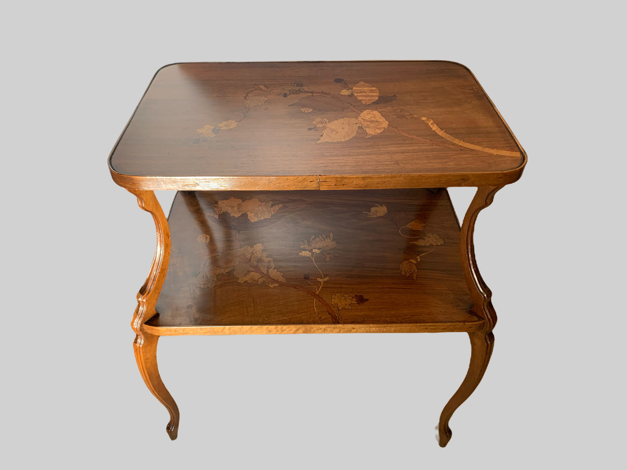 Pedestal table with two inlaid trays xx century School Of Nancy
