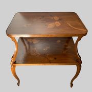 Pedestal table with two inlaid trays xx century School Of Nancy