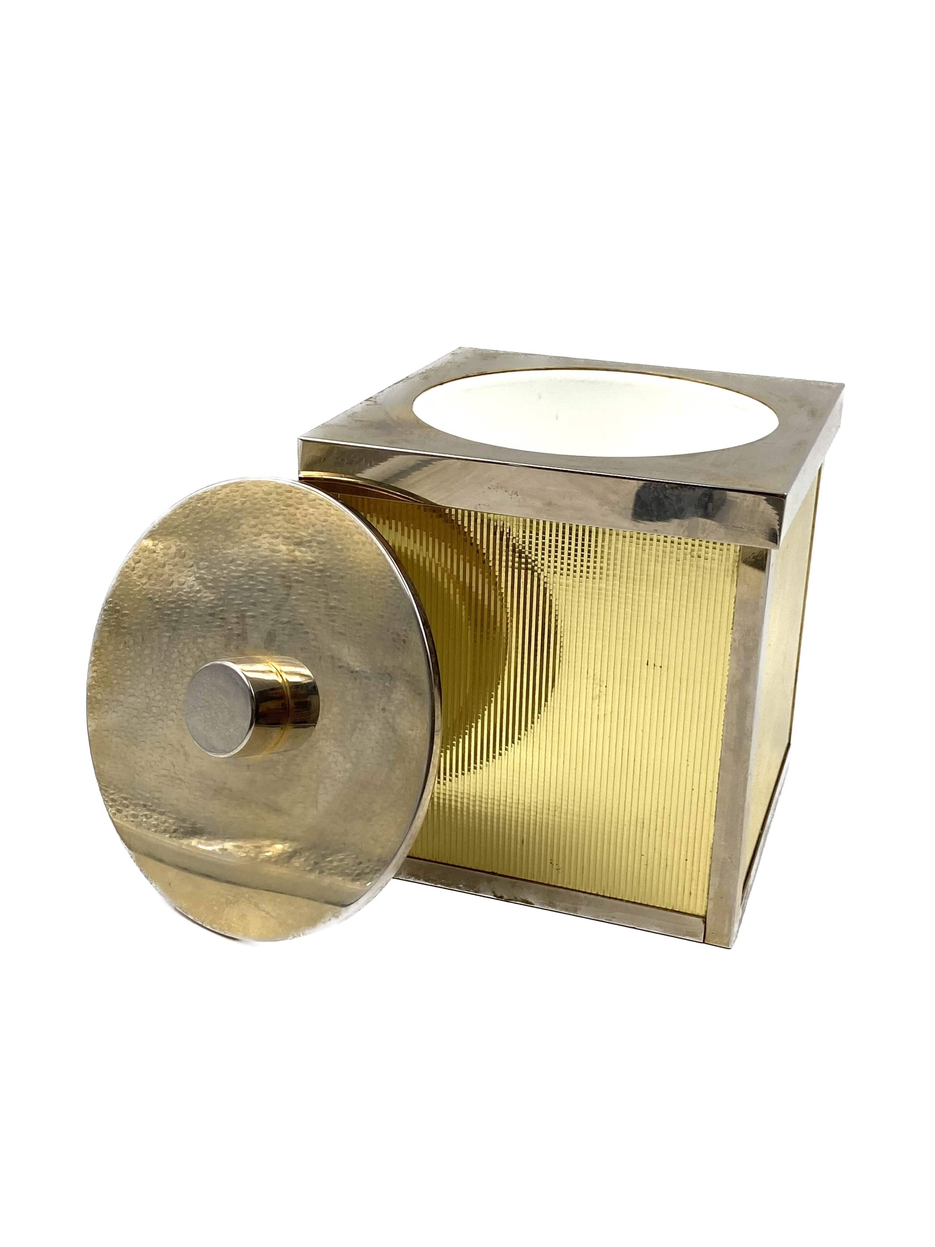 Hollywood regency golden Ice Bucket, Italy, ca. 1970s