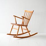 Scandinavian rocking chair 1950s/60s in beech and teak