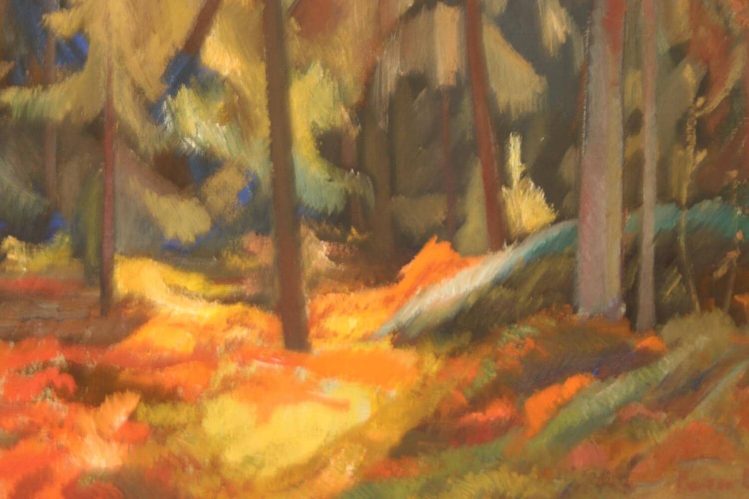 Original Mid Century Swedish Oil on Canvas – “Pine Forest” by Frans Be