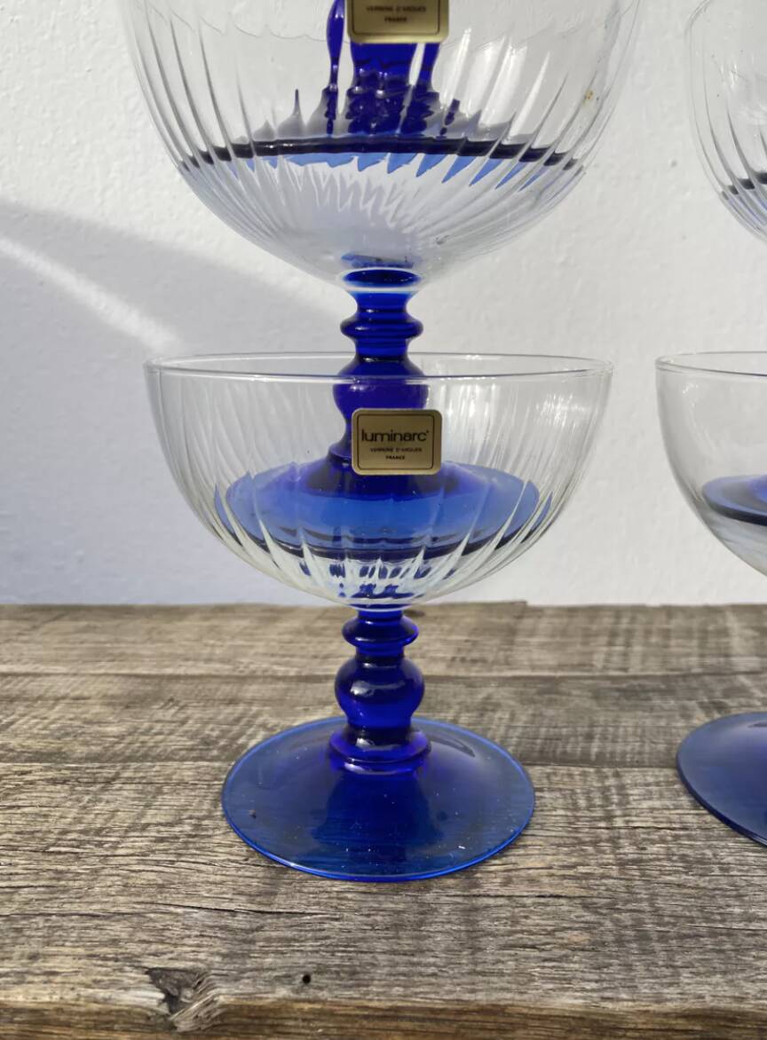 6 80s glass cups