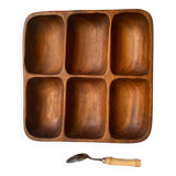 Large vintage wooden tray 6 compartments