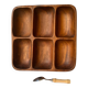 Large vintage wooden tray 6 compartments
