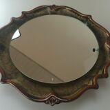 70's Mirror Wall Mirror Ceramic Pan Illuminated Space Age Design