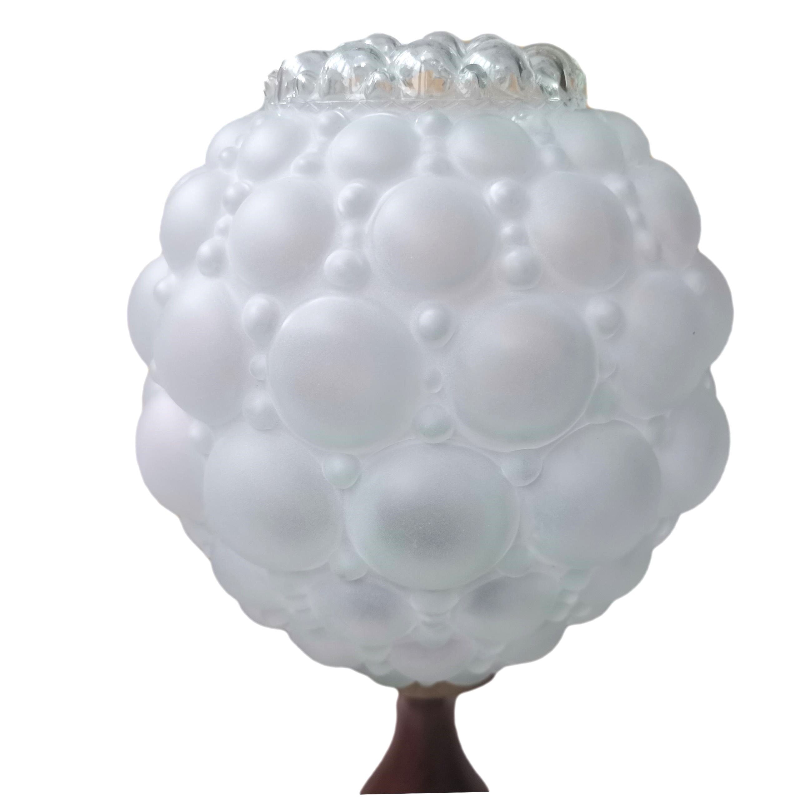 Mid century wooden and bubble glass table lamp 1970s