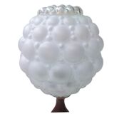 Mid century wooden and bubble glass table lamp 1970s