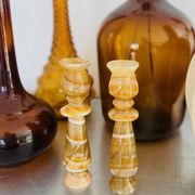 Pair of vintage onyx marble candlesticks