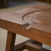 Brutalist coffee table in elm from the 1950s.