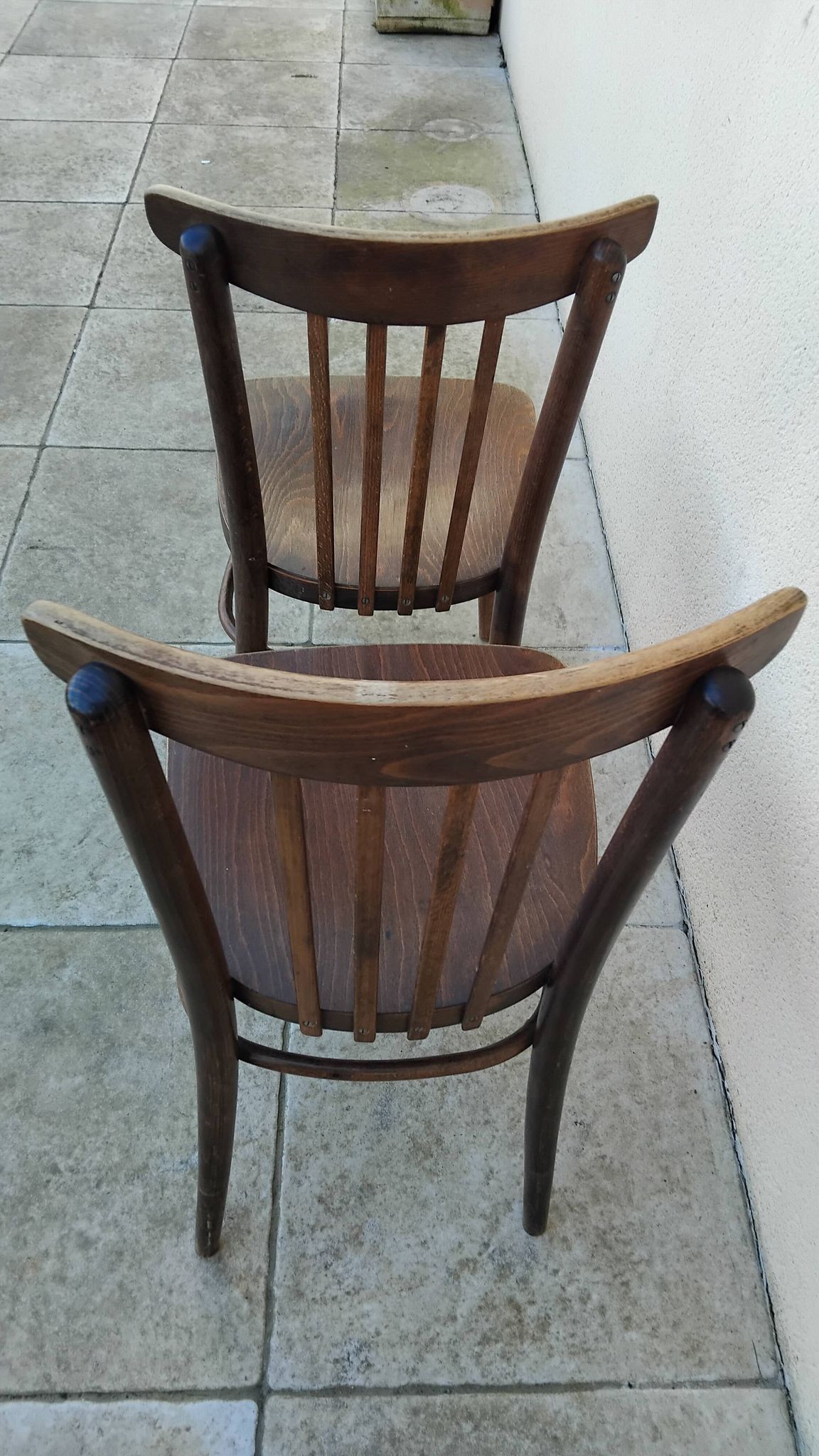 Pair of thonet bistro chairs stamped czechoslovakia vintage