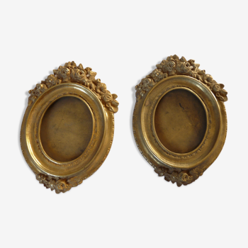 Beautiful pair of frame photo bronze gilded bronze miniature photo