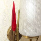 Simple Vintage Retro 1960s Gold Metal White Glass Shade 5
