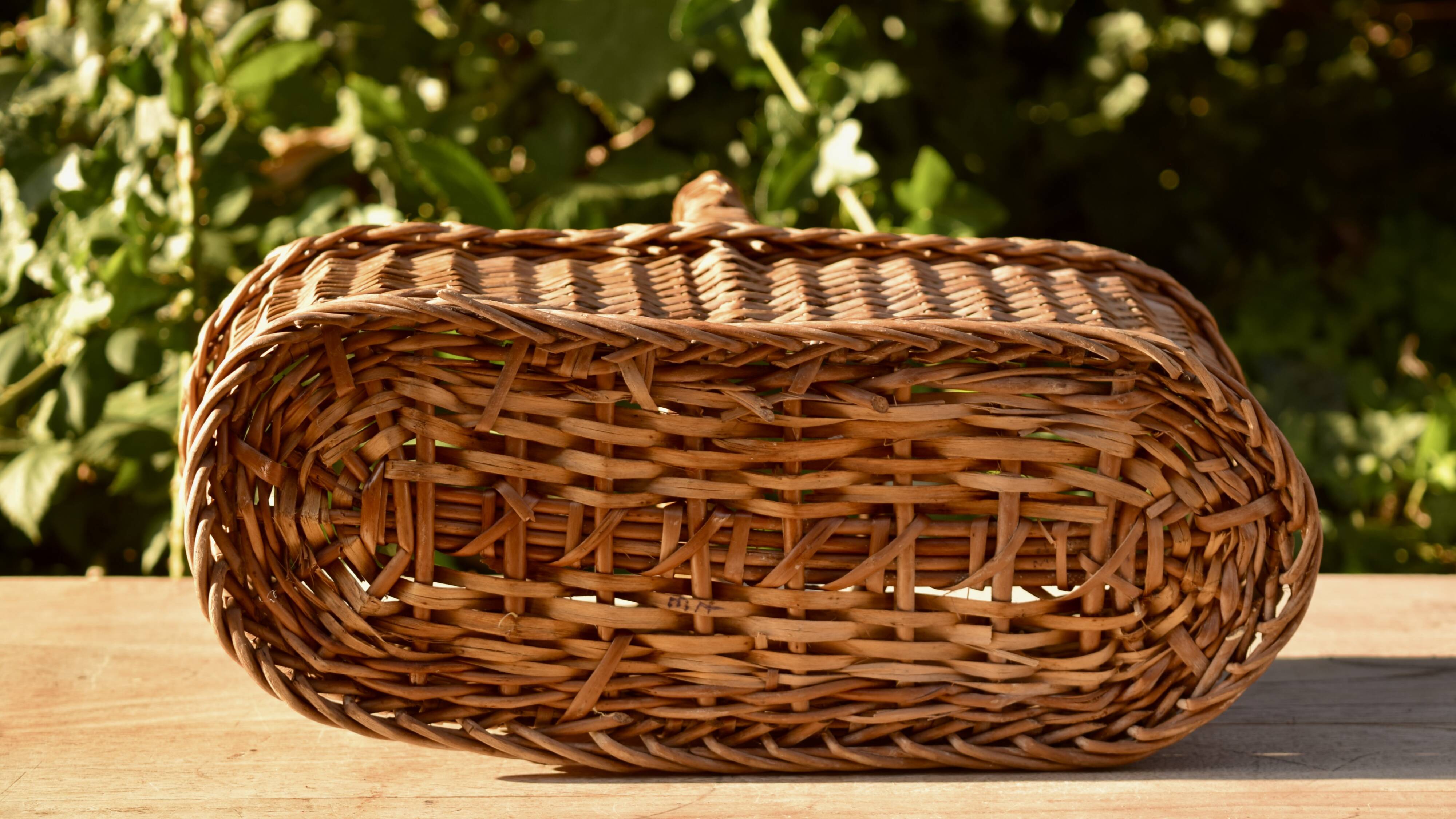 Vintage wicker bottle holder basket