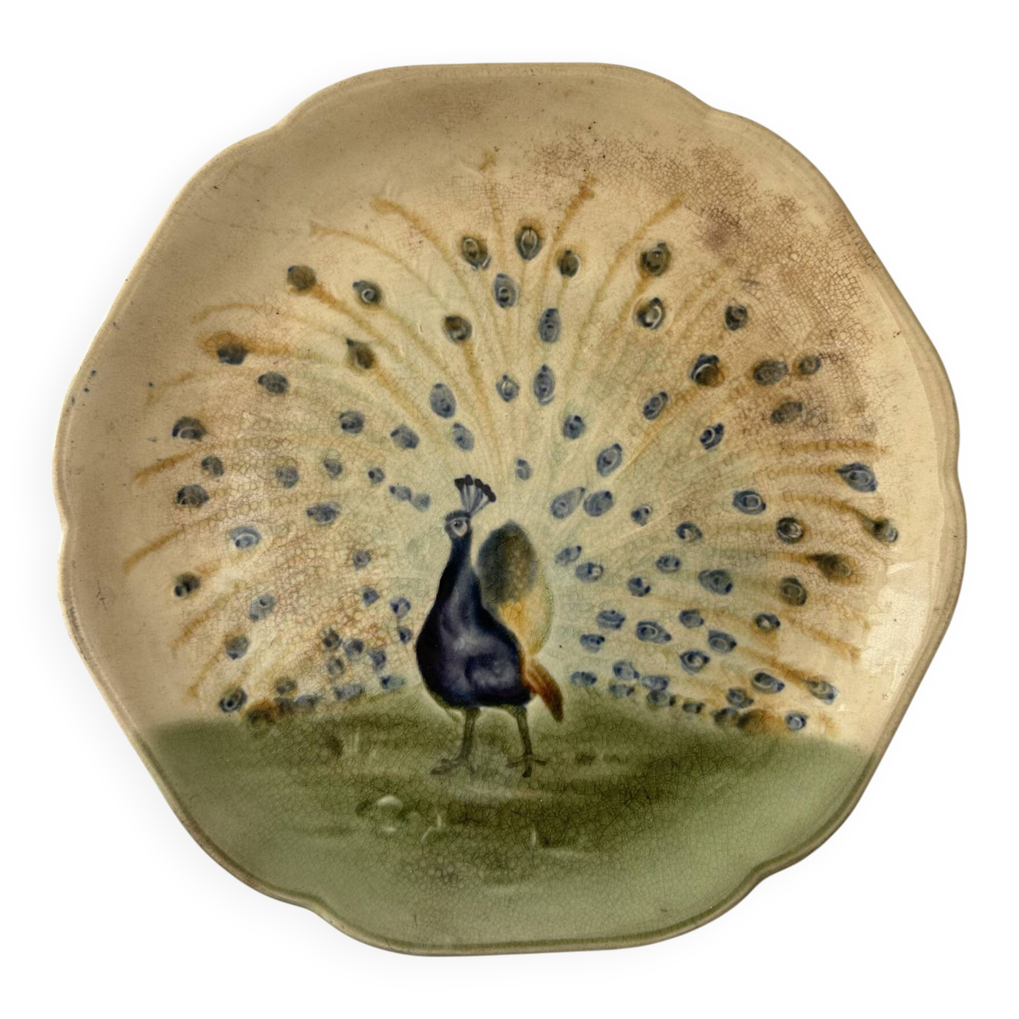 Plat décor paon