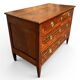 Louis XVI commode with marquetry featuring a design of precious wood cubes, 18th century.