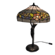 Art Nouveau Table Lamp in Burnished Brass and Coloured Glass (c. 1980)