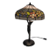 Art Nouveau Table Lamp in Burnished Brass and Coloured Glass (c. 1980)