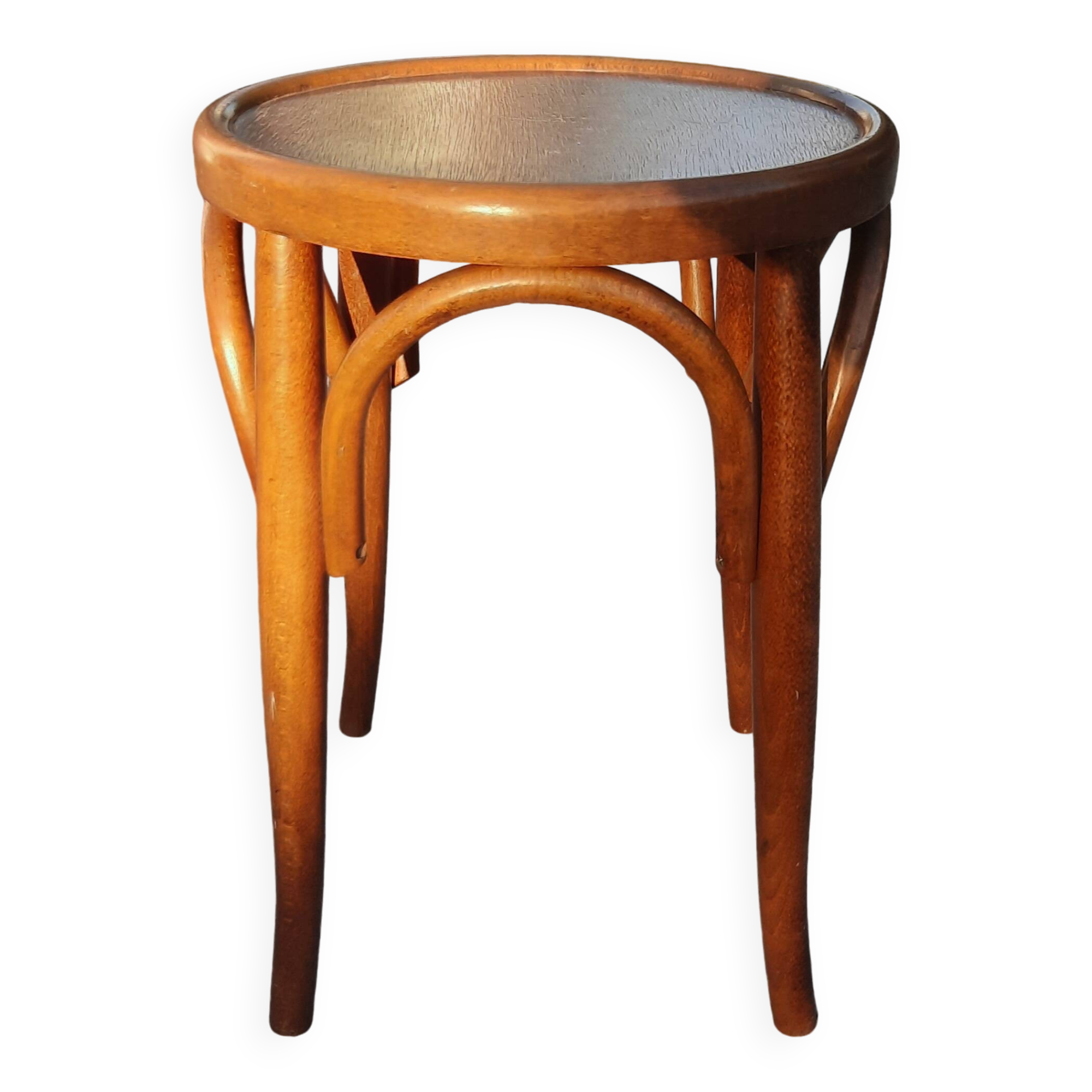 Thonet-style curved wooden stool