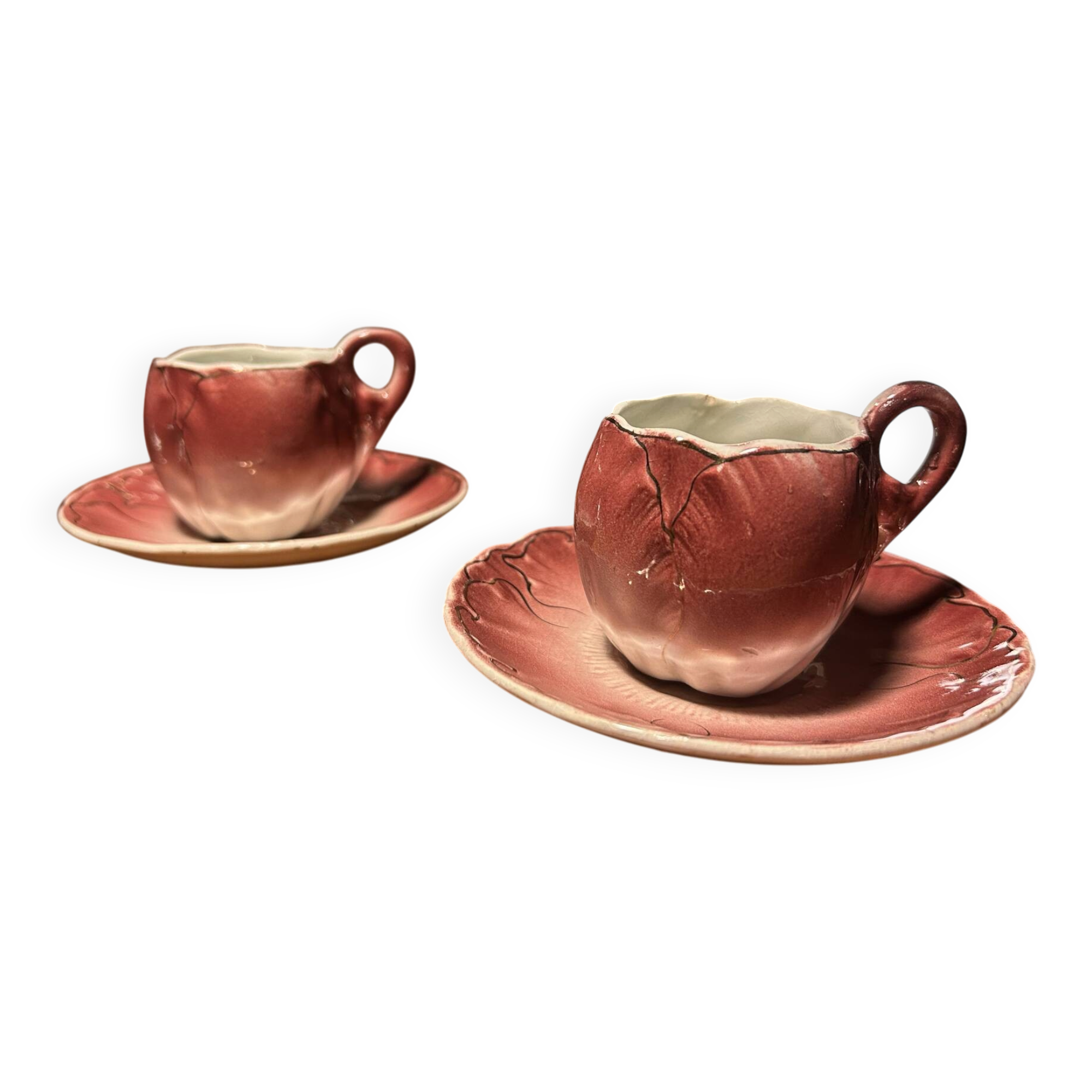 Duo de tasses bouton de rose – Luneville