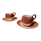 Duo de tasses bouton de rose – Luneville